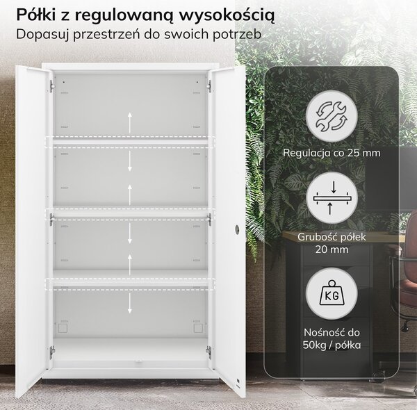 Szafa metalowa wielofunkcyjna Megan z szufladą, biała