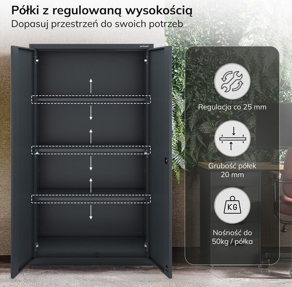 Szafa metalowa wielofunkcyjna Megan z szufladą, antracyt