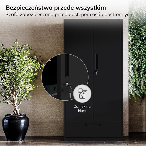 Szafa metalowa wielofunkcyjna Megan z szufladą, czarna