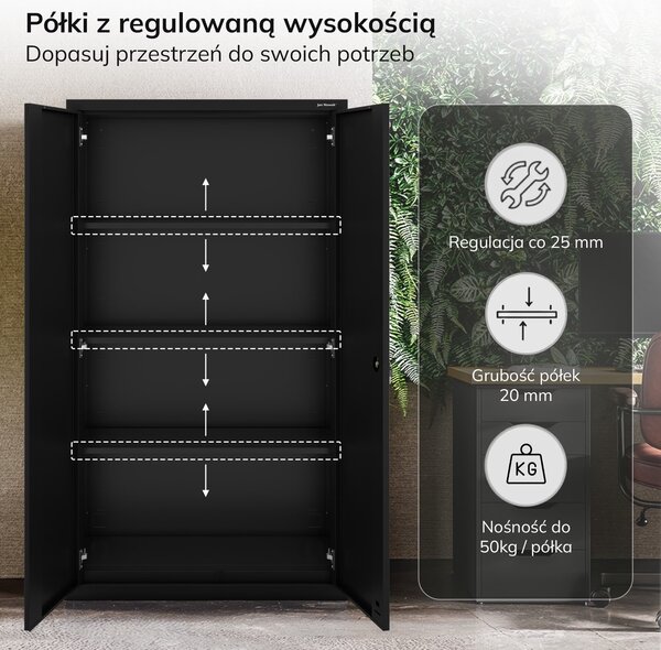 Szafa metalowa wielofunkcyjna Megan z szufladą, czarna