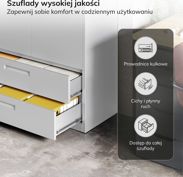 Szafa metalowa wielofunkcyjna Megan z 2 szufladami, szara