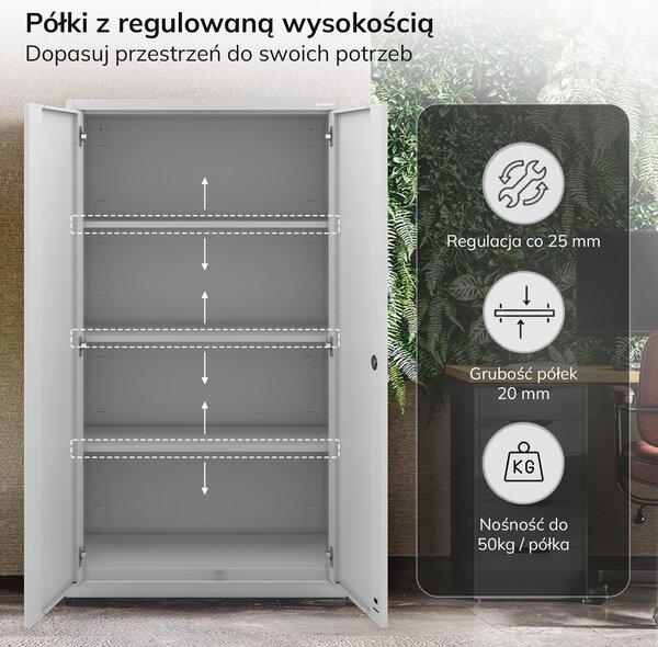 Szafa metalowa wielofunkcyjna Megan z szufladą, szara