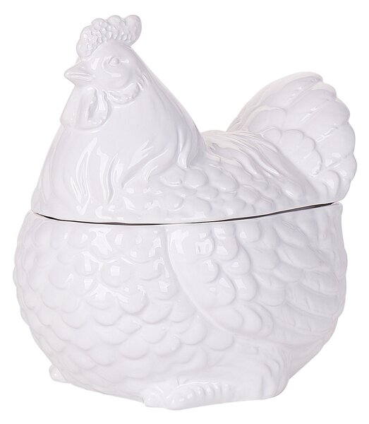 Wielkanocny pojemnik kura ceramiczny biały słoik ręcznie wykonany świąteczny Binic Beliani