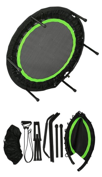 Składana mini trampolina fitness z regulowaną wysokością i 2 opaskami