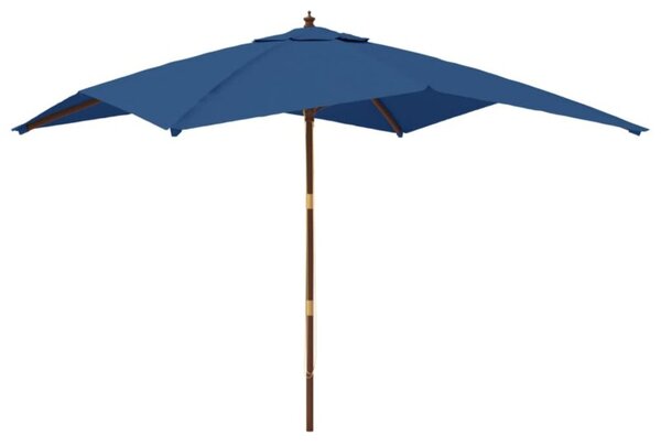 Parasol ogrodowy na drewnianym słupku, lazurowy, 300x300x273 cm