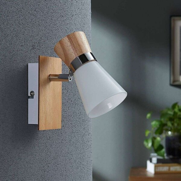 Lindby - Vivica Lampa Ścienna White/Light Wood/Chrome