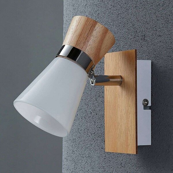 Lindby - Vivica Lampa Ścienna White/Light Wood/Chrome