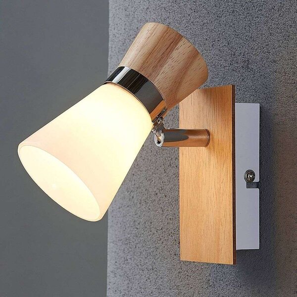 Lindby - Vivica Lampa Ścienna White/Light Wood/Chrome