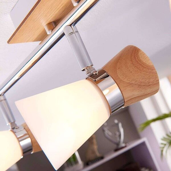 Lindby - Vivica 3 Lampa Sufitowa White/Light Wood/Chrome