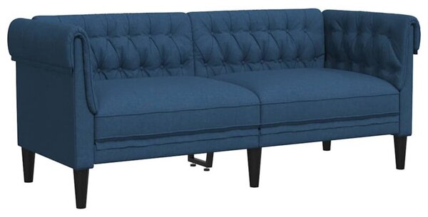 Sofa chesterfield, dwuosobowa, niebieska, obita tkaninÄ