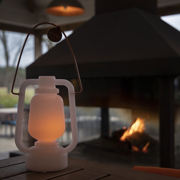 Lampa stołowa biała z efektem płomienia 22 cm - Storm Mini
