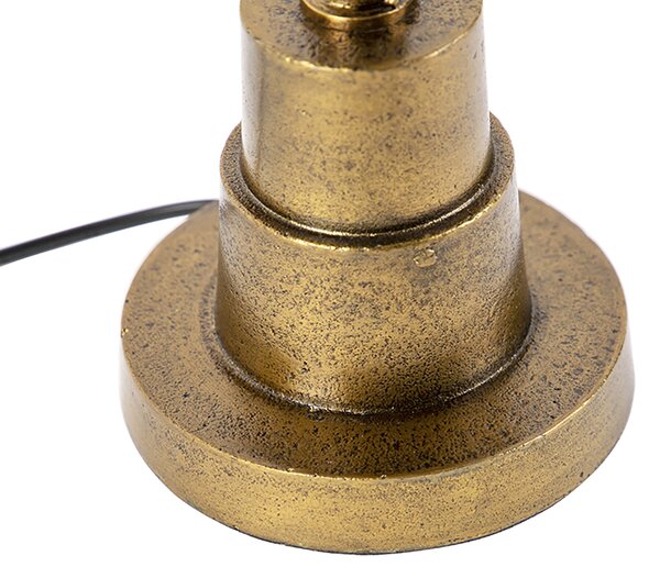 Lampa stołowa brązowa z aksamitnym abażurem w designie liści i złotym wnętrzem - Pisos