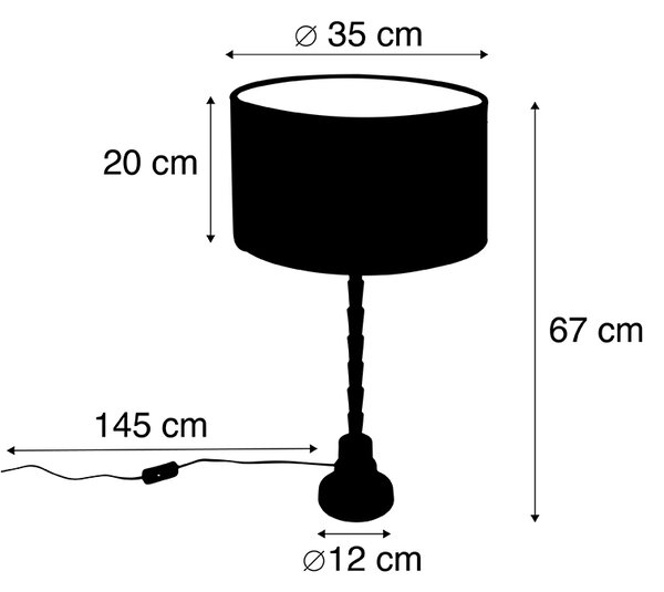 Lampa stołowa w stylu art deco z abażurem z weluru żółtym 35 cm - Pisos