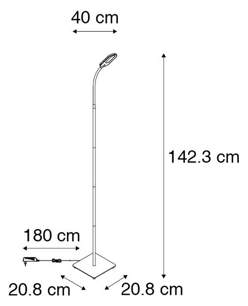 Lampa stojąca czarna z wbudowanym LED 5-stopniowym ściemniaczem w Kelvinach - Botot