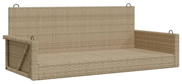Ławka bujana, beżowa, 119x56x48 cm, polirattan