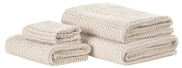 Komplet 4 ręczników łazienkowych dla gości bawełna zero twist beżowy Areora Beliani