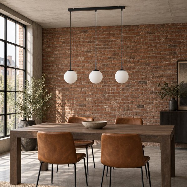 Lampa wisząca Aurelia czarna z 3 kulistymi kloszami na listwie