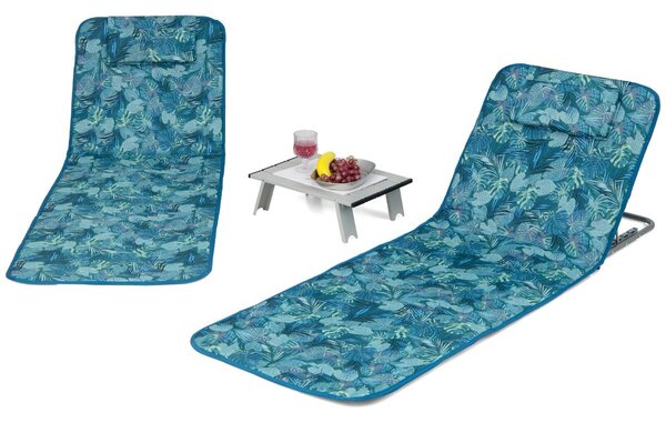Zestaw leżak plażowy 2 szt maty plażowe ze stołem