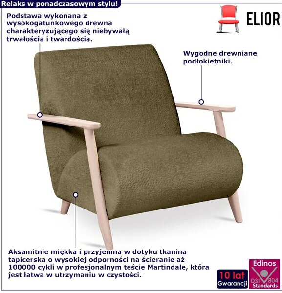 Zielony fotel tapicerowany oliwkowy N6-H22