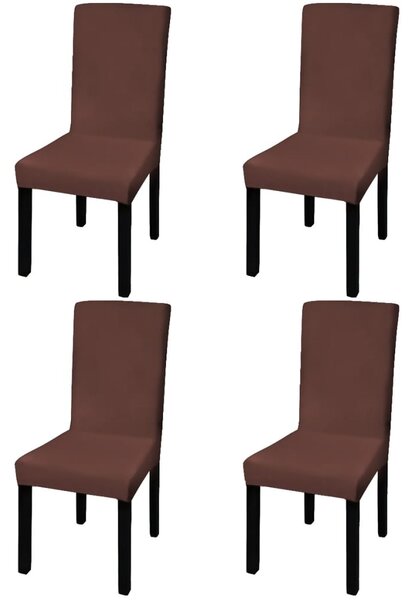 Elastyczne pokrowce na krzesła w prostym stylu, 4 szt., brązowe