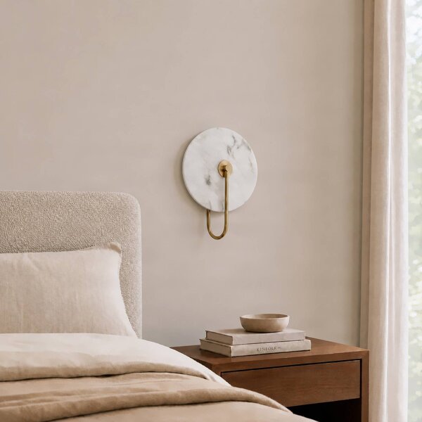 Kinkiet Ruma Lucande, możliwość ściemniania, mosiężny / złoty, salon / jadalnia, gips / glina, design