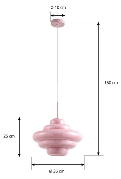 Lampa wisząca Leilani Lucande, możliwość ściemniania, fioletowy / różowy / bladoróżowy, salon / jadalnia, szkło, design
