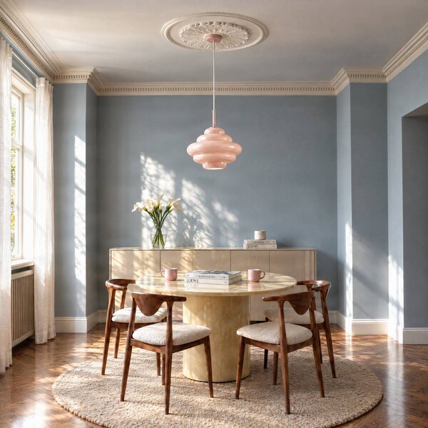 Lampa wisząca Leilani Lucande, możliwość ściemniania, fioletowy / różowy / bladoróżowy, salon / jadalnia, szkło, design