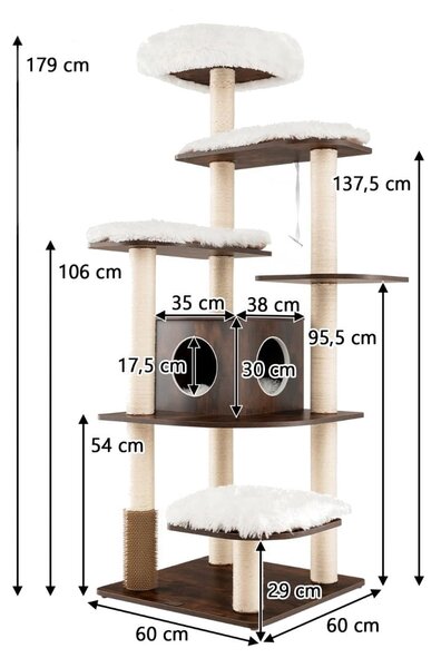 6-poziomowy wysoki drapak dla kota z domkiem 175 cm