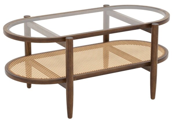 Dwupoziomowy stolik kawowy ze szklanym blatem 102 x 56 x 47 cm