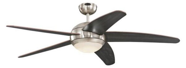 Wentylator sufitowy LED Bendan, chrom/drewno, cichy – Westinghouse Westinghouse, Bendan, ściemnialny, drewniany, salon, drewno, nowoczesny