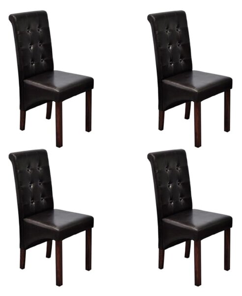 Krzesła stołowe, 4 szt., brązowe, obite sztuczną skórą
