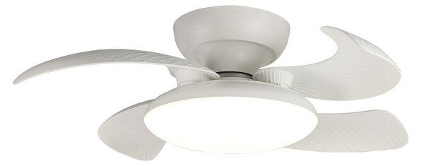Aloha – wentylator sufitowy LED, biały, z cichym silnikiem prądu stałego, CCT – Mantra Iluminación, Aloha, ściemnialny, biały, salon, tworzywo sztuczne, nowoczesny
