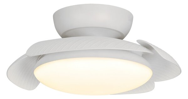 Aloha – wentylator sufitowy LED, biały, z cichym silnikiem prądu stałego, CCT – Mantra Iluminación, Aloha, ściemnialny, biały, salon, tworzywo sztuczne, nowoczesny