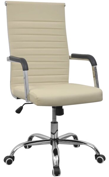 Krzesło biurowe, sztuczna skóra, 55 x 63 cm, kremowe
