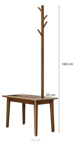 Wieszak na ubrania z ławką 76 x 43 x 168 cm