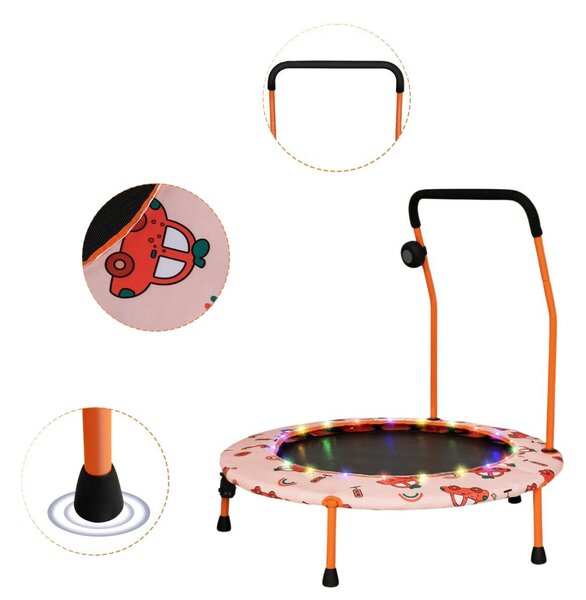 Trampolina dla dzieci z poręczą i światłami LED
