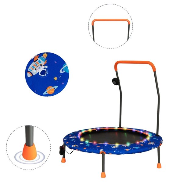 Trampolina dla dzieci z poręczą i światłami LED