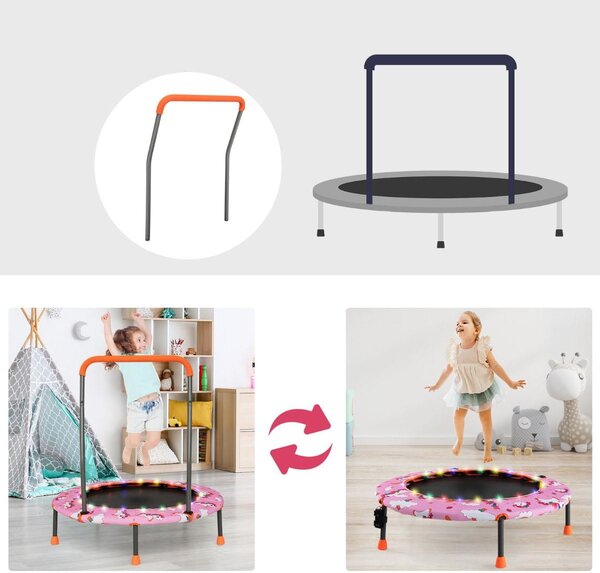 Trampolina dla dzieci z poręczą i światłami LED