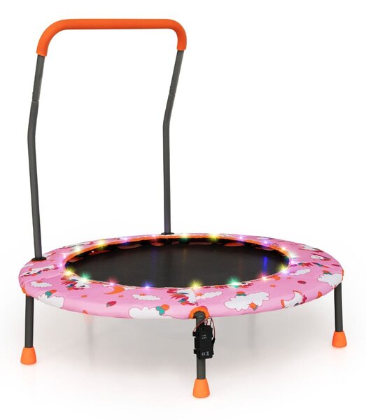 Trampolina dla dzieci z poręczą i światłami LED