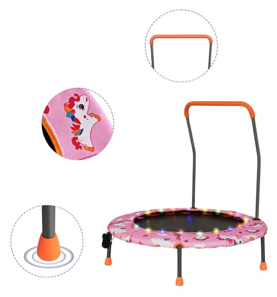 Trampolina dla dzieci z poręczą i światłami LED