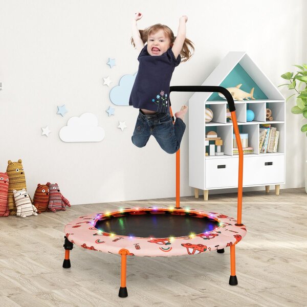 Trampolina dla dzieci z poręczą i światłami LED