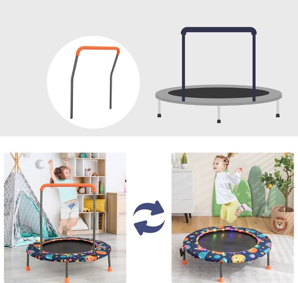 Trampolina dla dzieci z poręczą i światłami LED
