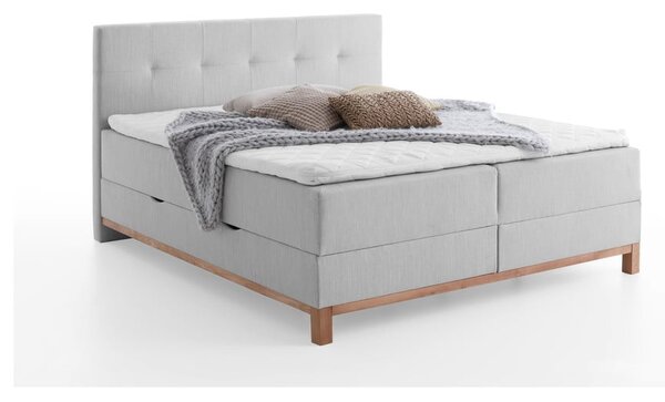 Jasnoszare łóżko boxspring ze schowkiem 160x200 cm Catania − Meise Möbel