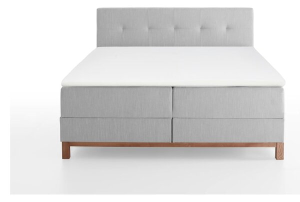 Jasnoszare łóżko boxspring ze schowkiem 160x200 cm Catania − Meise Möbel