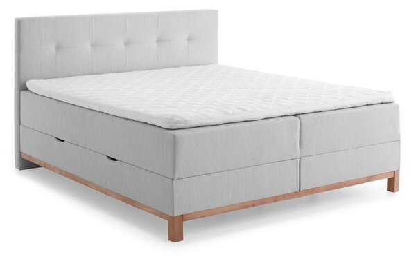 Jasnoszare łóżko boxspring ze schowkiem 160x200 cm Catania − Meise Möbel
