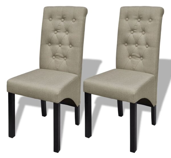 Krzesła stołowe, 2 szt., beżowe, tapicerowane tkaniną