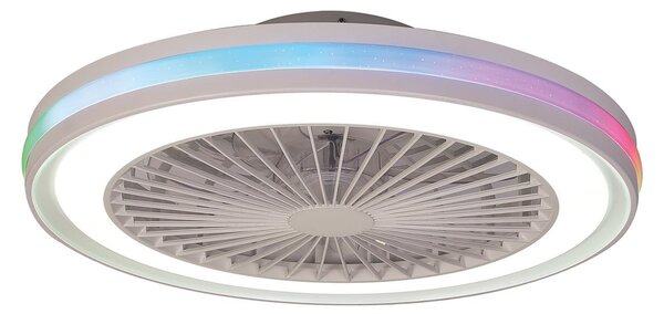Wentylator sufitowy LED dla graczy, biały, zasilany prądem stałym, cichy, CCT Mantra Iluminación, Gamer, ściemnialny, biały, salon, tworzywo sztuczne, nowoczesny