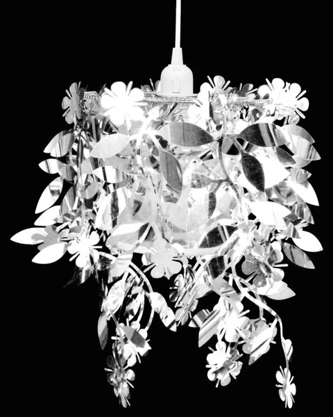 Lampa z abażurem w kształcie liści, 21,5 x 30 cm, srebrna