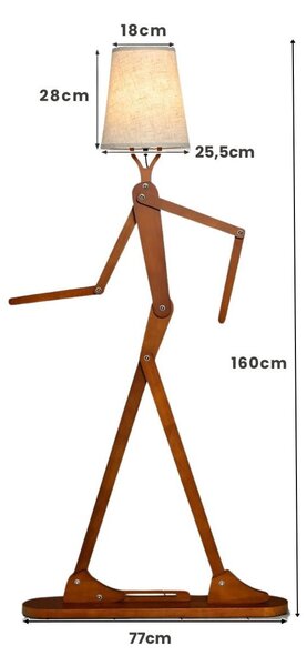 Regulowana lampa podłogowa w kształcie człowieka