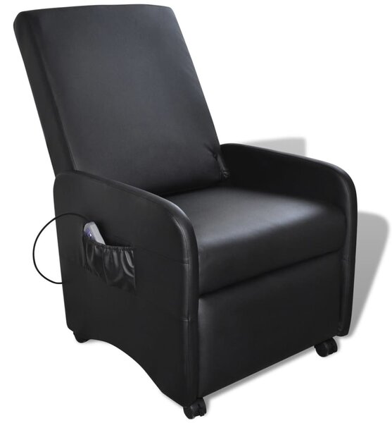 Fotel masujący, czarny, sztuczna skóra